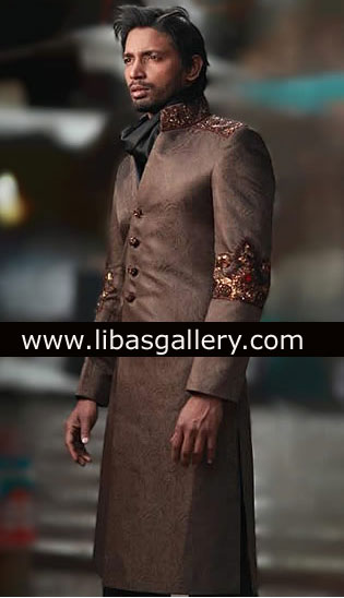Dark Color Designer Wedding Sherwani Styles 