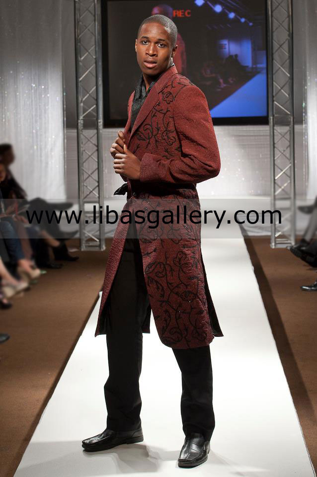 long hand embellished jacket design for man