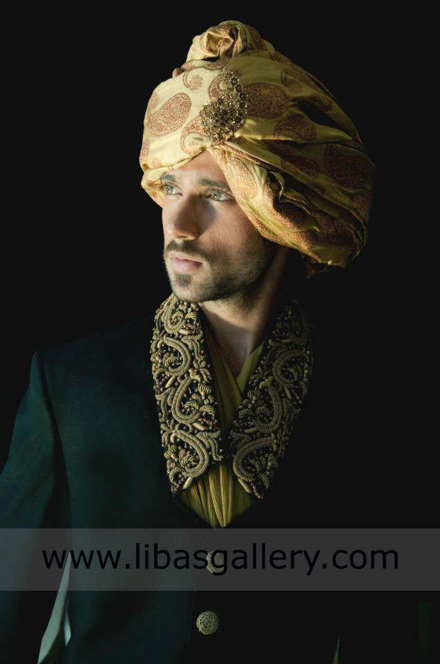 Big collar and cuff embroidered groom different sherwani for wedding saudi arabia riyadh jeddah