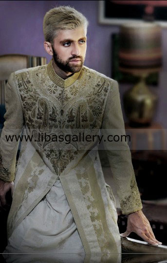Amir Adnan Embroidered Groom Wedding Sherwani best price Online shop Pakistan USA UK Dubai