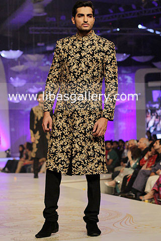 Designer Mens Sherwani for Wedding Groom Turbans  Designer Groom Sherwani Collection 2014 by HSY bedazzled Collection at PFDC LOreal Paris Bridal Week 2013 Online Shop United States, UK, Canada