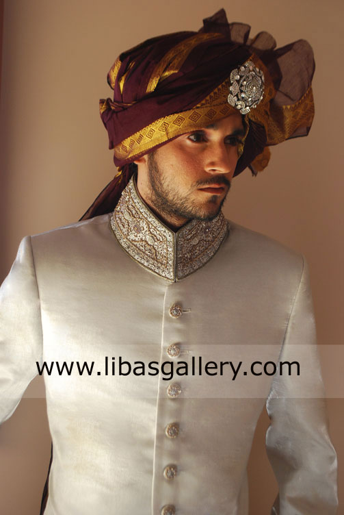 wise groom buy superb quality embellished stand collar wedding sherwani for nikah barat Orlando New york USA