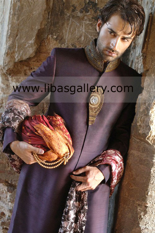 Pakistani Designer Sherwani Self made Groom