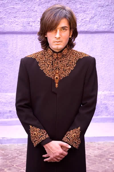 black antique gold hand embellished groom sherwani in suiting fabric and raw silk optional best buy for nikah barat day qatar oman new zealand