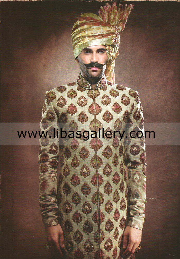 Ziggi Studio Menswear Sherwani Collection Bespoke Mens wear nikah barat sherwani custom made UK USA Dubai