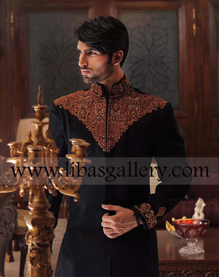 fashion & trendy wedding Sherwani dresses 2014 for men, men`s wear attire Amir Adnan HSY Mehdi Umar Sayeed Sherwanis New Arrivals in London Ilford Menswear Groom Sherwani Collection