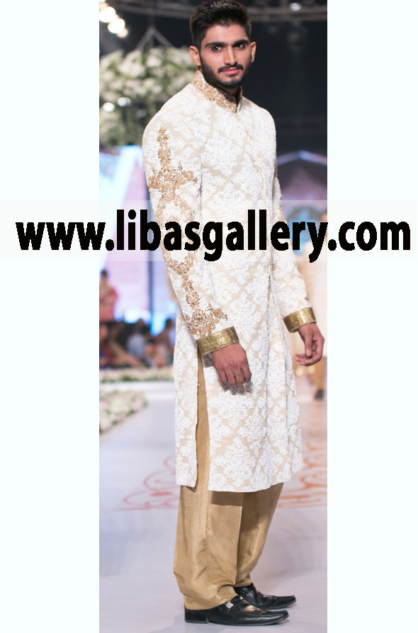 Shop Online Designer Sherwani Suits, Mens Designer Sherwani, Indo Western Sherwani For Men. Latest Pakistani Sherwanis For Reception and Indian Sherwani For Groom At Affordable Prices by Hsy