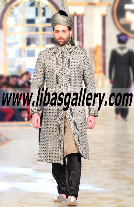 Humayun Alamgir Menswear Sherwani Shops, Humayun Alamgir Mens Achkans, Mens Jodhpuri Sherwani, Humayun Alamgir Stores Mens Sherwani 2014-2015 Collection, Bridegroom Sherwani Collection Buy Online New York, USA