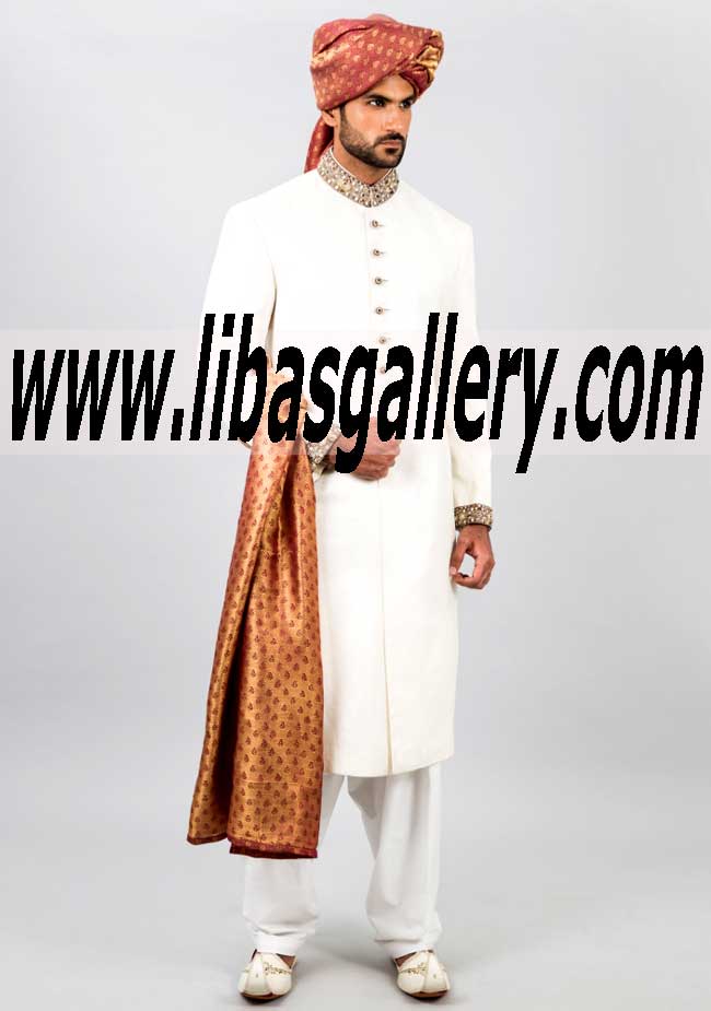 Wedding sherwani, Wedding sherwani designs, ethnic Wedding sherwanis, wedding Groom sherwanis, Pakistani Wedding sherwani Amir Adnan in Paris France