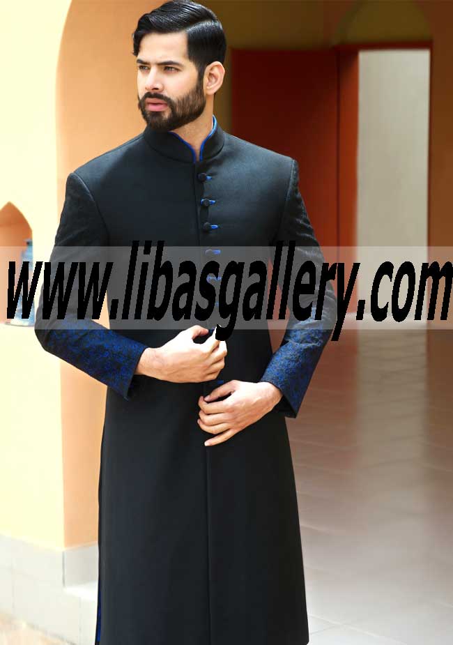 Amir adnan black sherwani best sale