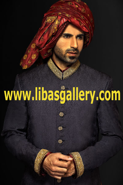 Off White Sherwani Suit for Bridegroom Off White Sherwani Suit Complete set of sherwani Turban Khussa Surrey London UK Ziggi Menswear Sherwani Bridegroom Sherwani Suits Men