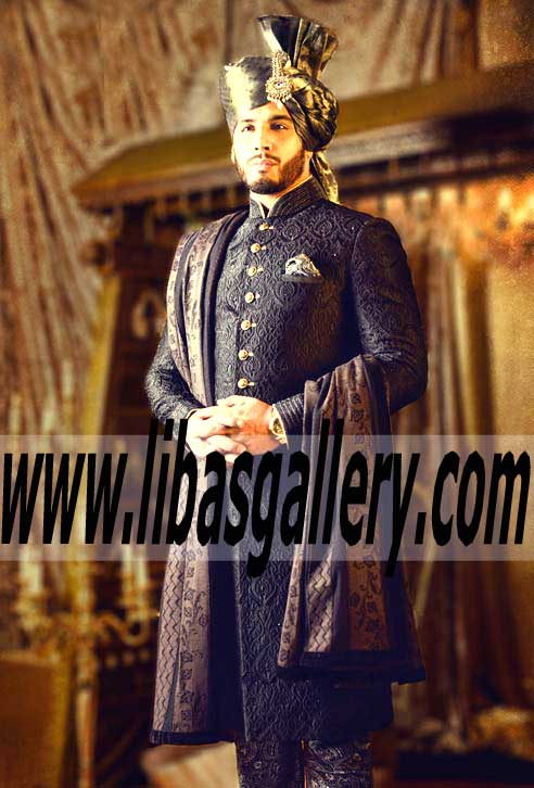 Leading Self Jamawar Wedding Sherwani