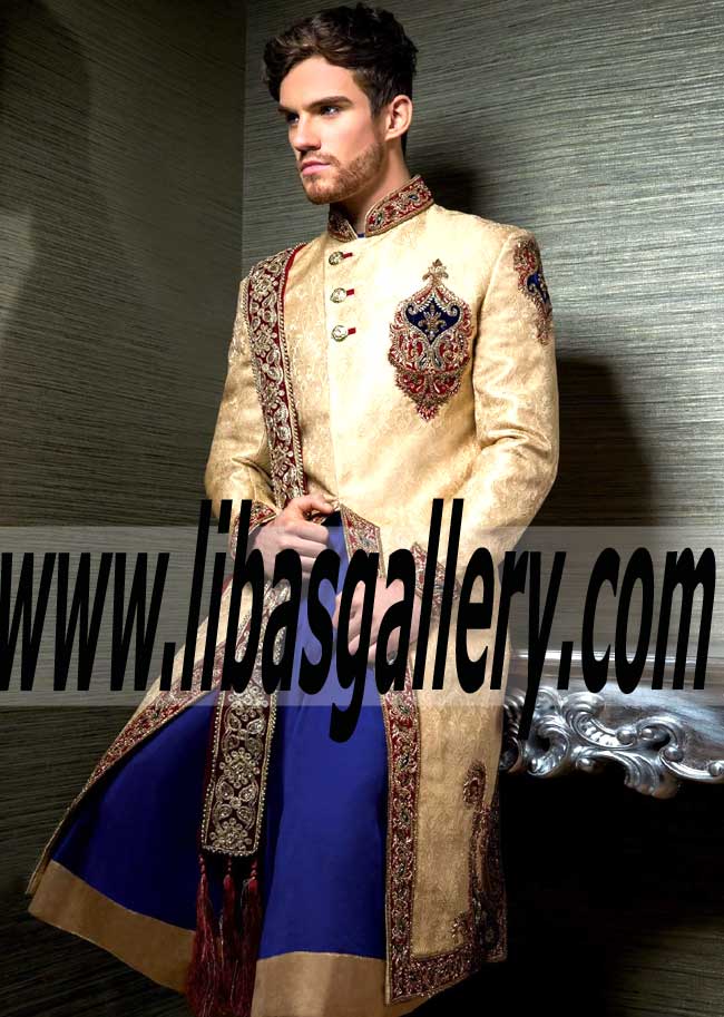 Royal king style sherwani 2016 for men for special wedding day reception day to look attractive among guest California USA United States
