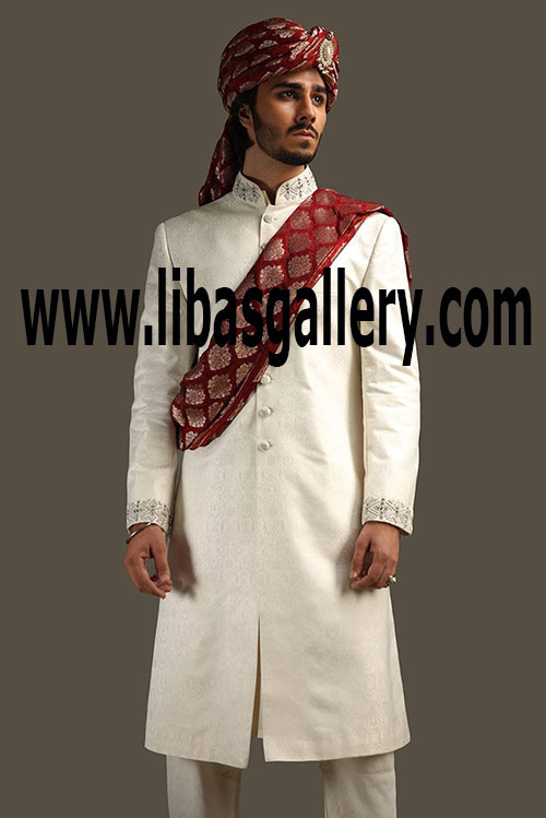 Branded Sherwani in White Color for Groom for Wedding Sugarland texas  California USA