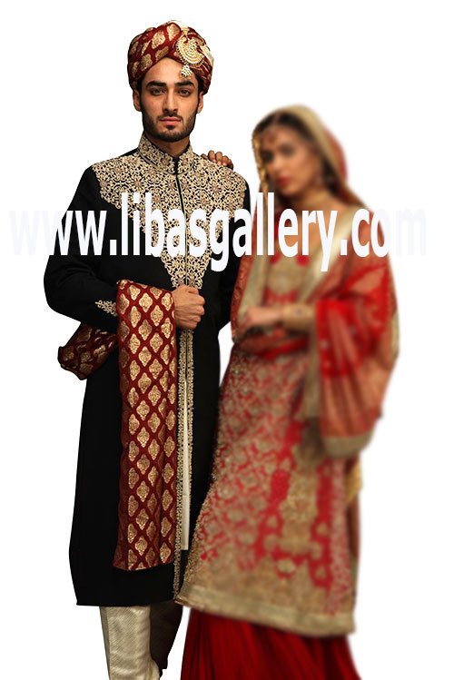 Beauteous Mens Sherwani Suit in Suiting and Velvet Fabric with heavy embellishment work Saint Paul Minnesota USA United States