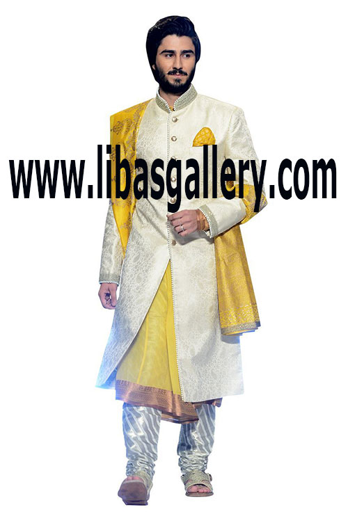 Wedding Sherwani for Men in light color 5