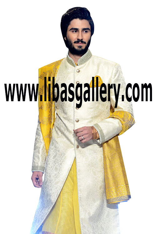 Wedding Sherwani for Men in light color 5