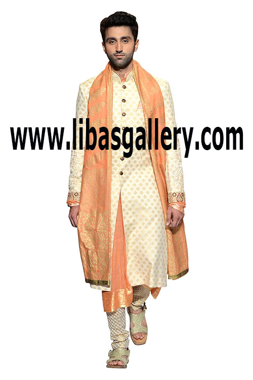 Wedding Sherwani for Men in light Color 6