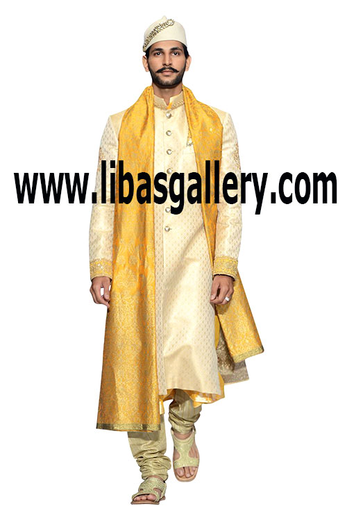 Wedding Sherwani for Men in light Color 8
