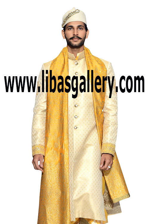 Wedding Sherwani for Men in light Color 8