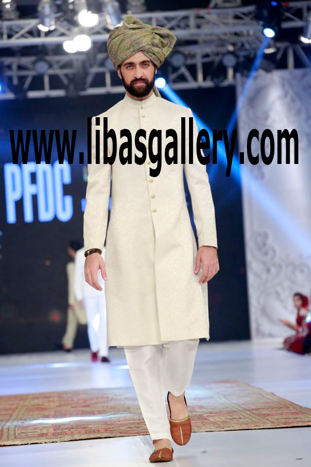 Elegant Sherwani Suit for Groom With Turban