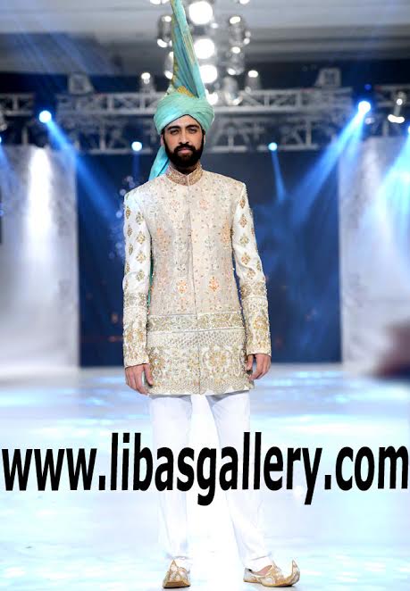 PFDC presents PLBW Paris Loreal Bridal Week Lahore Pakistan 2016 2017 to launch Designer Sherwani New Styles For Groom Dulha Nosha Shahbala