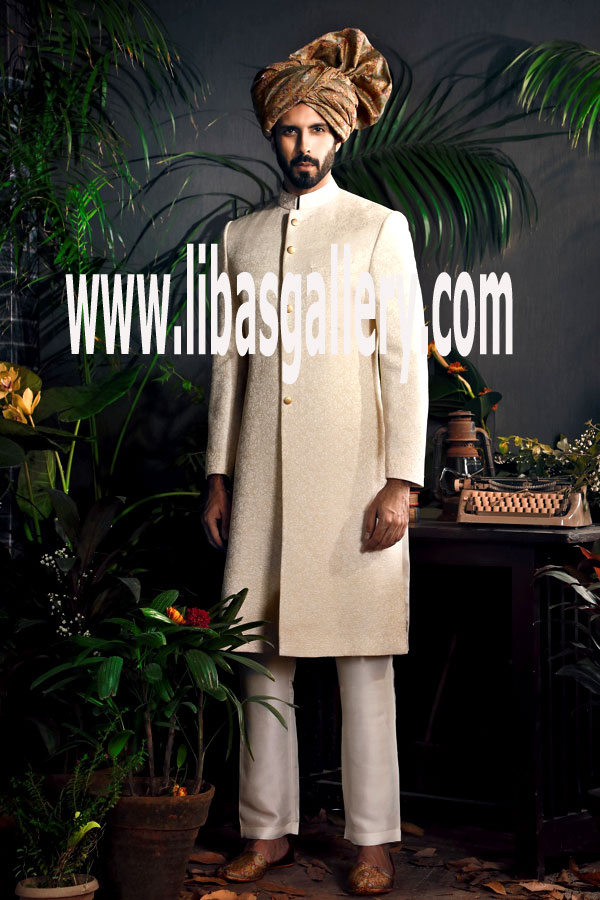 Self jamawar Banarsi High Quality Fabric Sherwani Suit for Wedding to look Amazing in photo session 2017 UK,USA,Canada,Australia,UAE Dubai