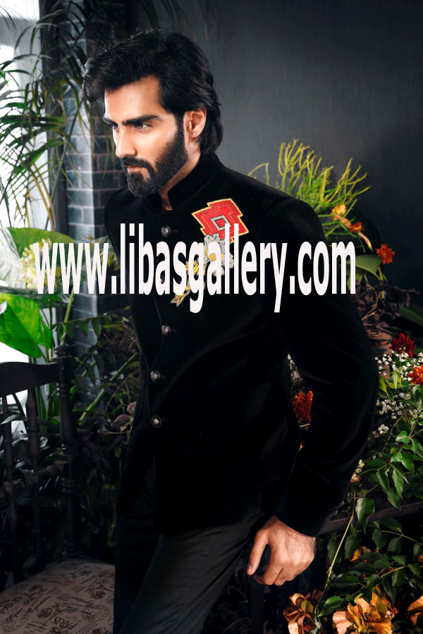 Supreme Quality Silk Velvet Short Style Sherwani Suit for Wedding and Party Events to look Sober 2017 California Los Angeles USA