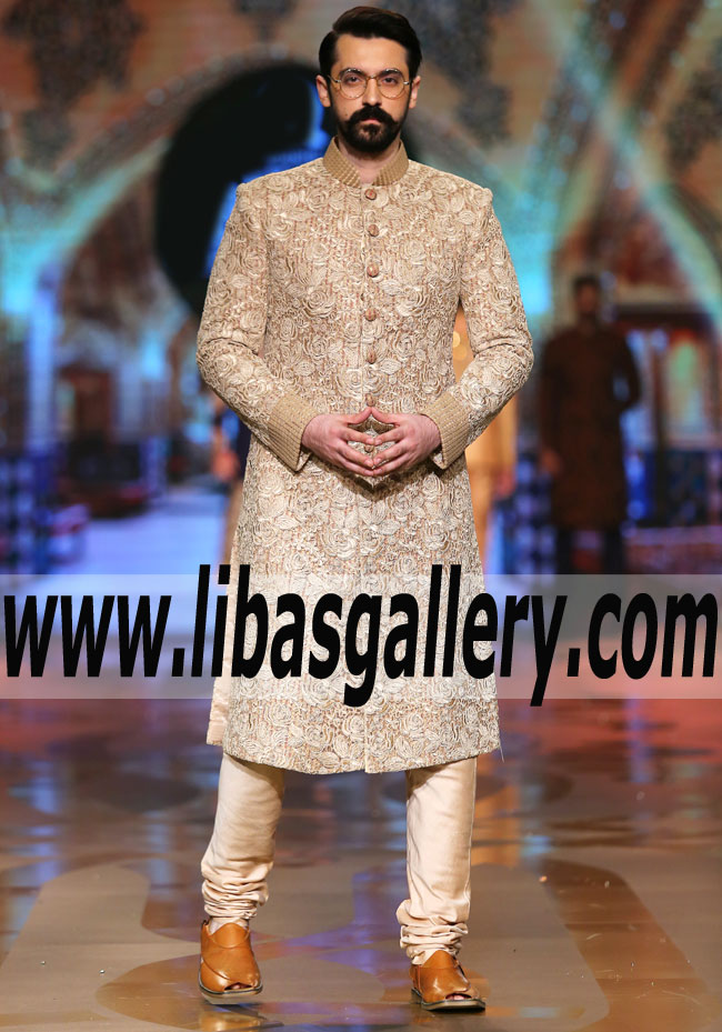 Exclusive Embroidered Sherwani Suit for Bridegroom 42
