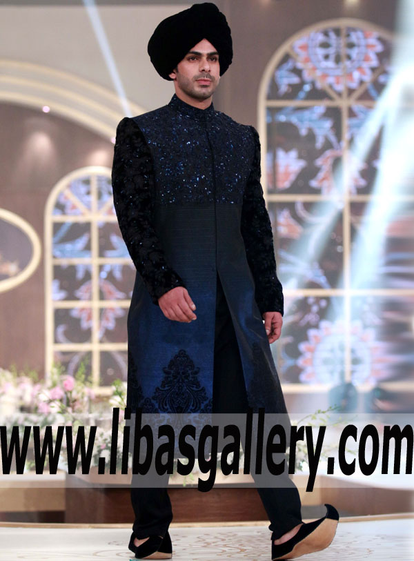 Gorgeous Groom Sherwani features Rich Quality Embellishments for Wedding or Reception