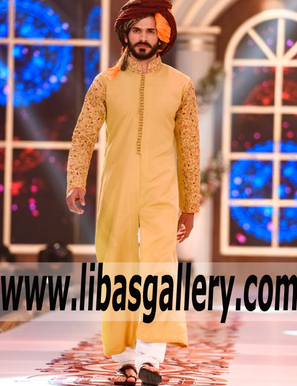 Amazing Kurta inspired Long Sherwani Suit For BrideGroom