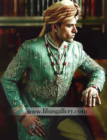 Seagreen sherwani