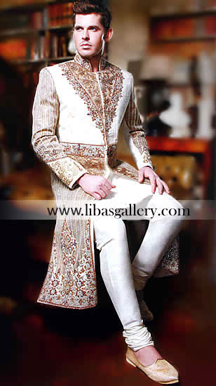 embroidered sherwanis best for weddings,indo western rawsilk designer sherwanis bright shades