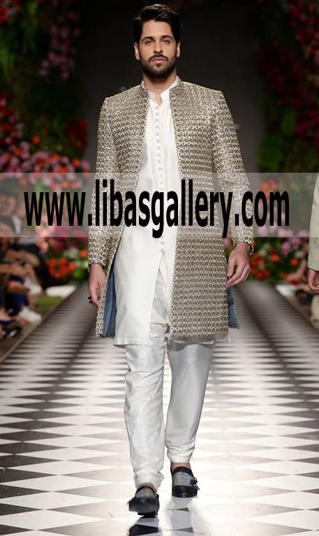 Latest Sherwani Collection for Groom with White Inner Suit
