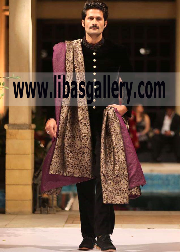 Pakistani Black Sherwani and pajama