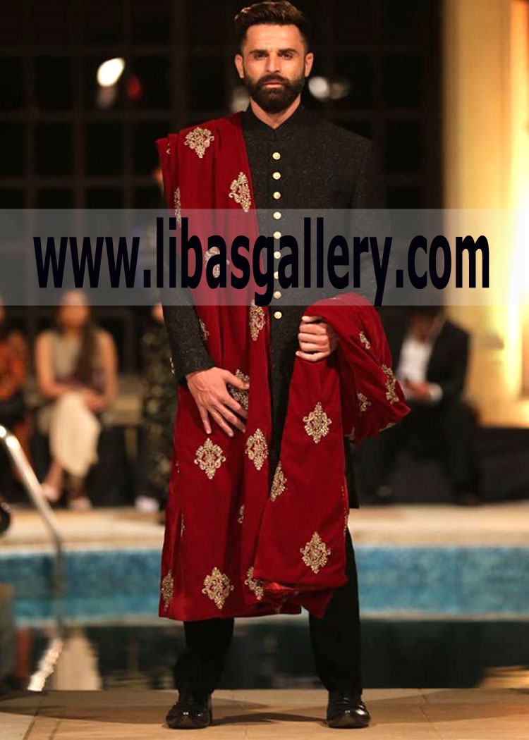 Black Embroidered Sherwani for Wedding Mood 2019