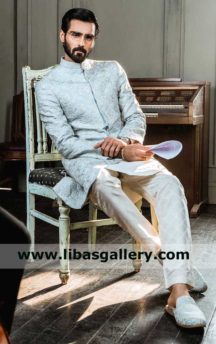 Men Bespoke Embroidered Classic Style Sherwani Suit