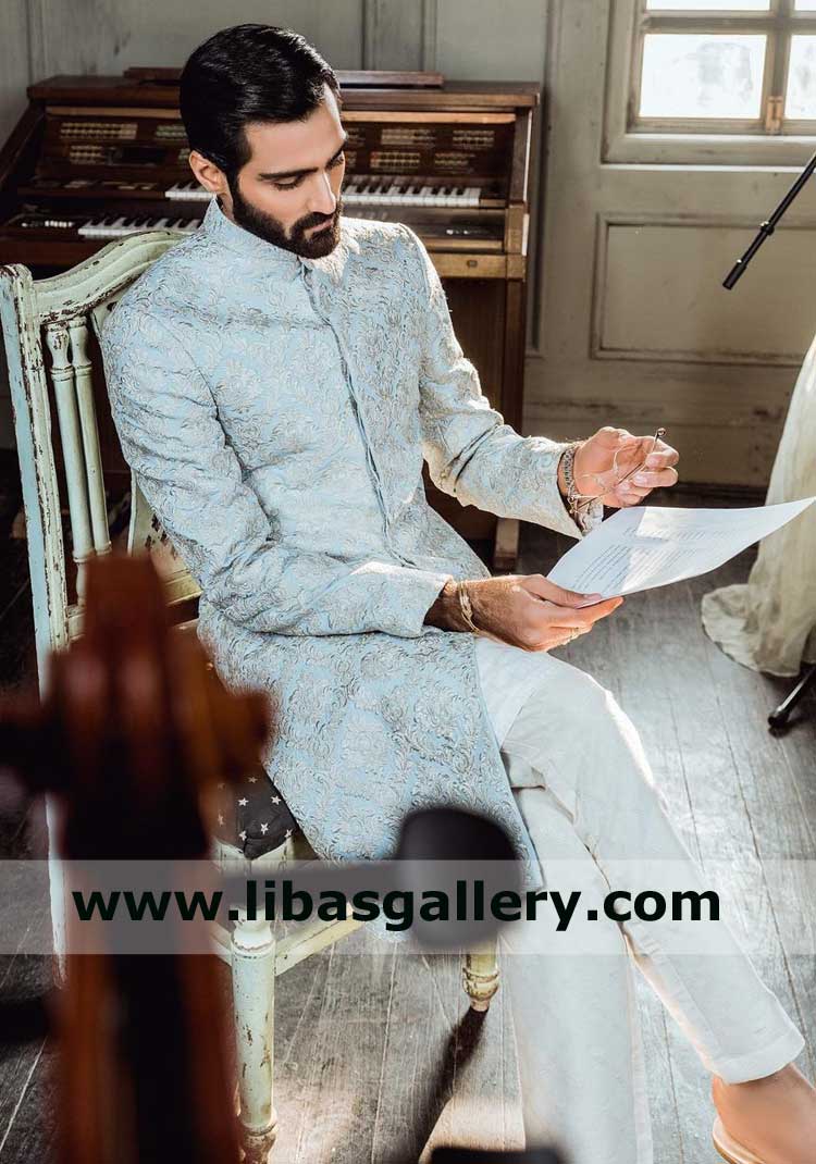 Men Bespoke Embroidered Classic Style Sherwani Suit