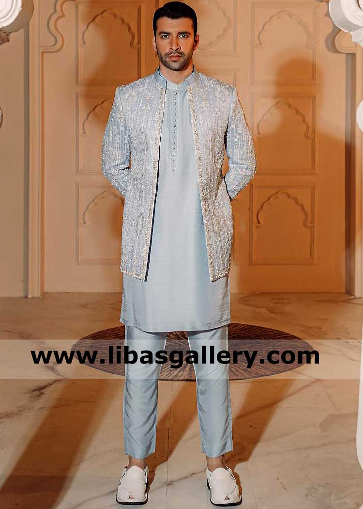 Moon Stone Wedding Attire for Men Nikah Barat from Latest Collection