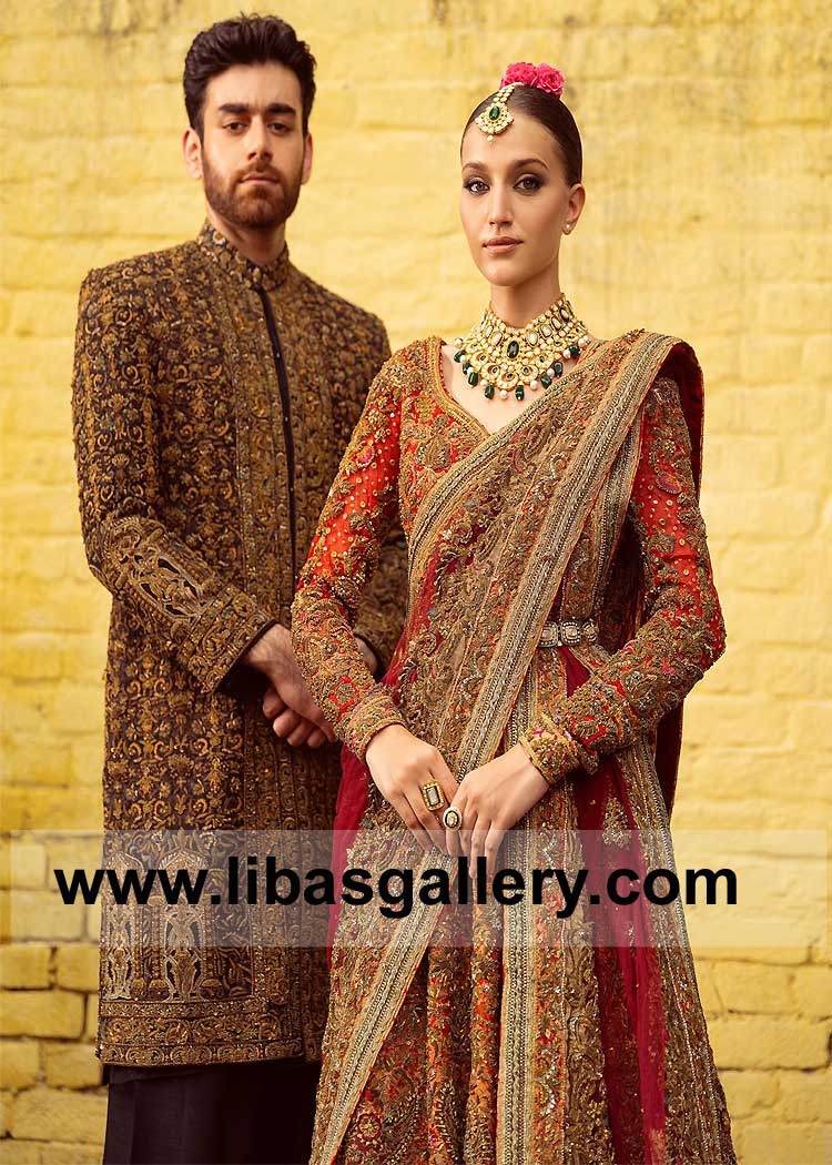 Exquisite Black Raw Silk Heavy Embellished Men Wedding Sherwani