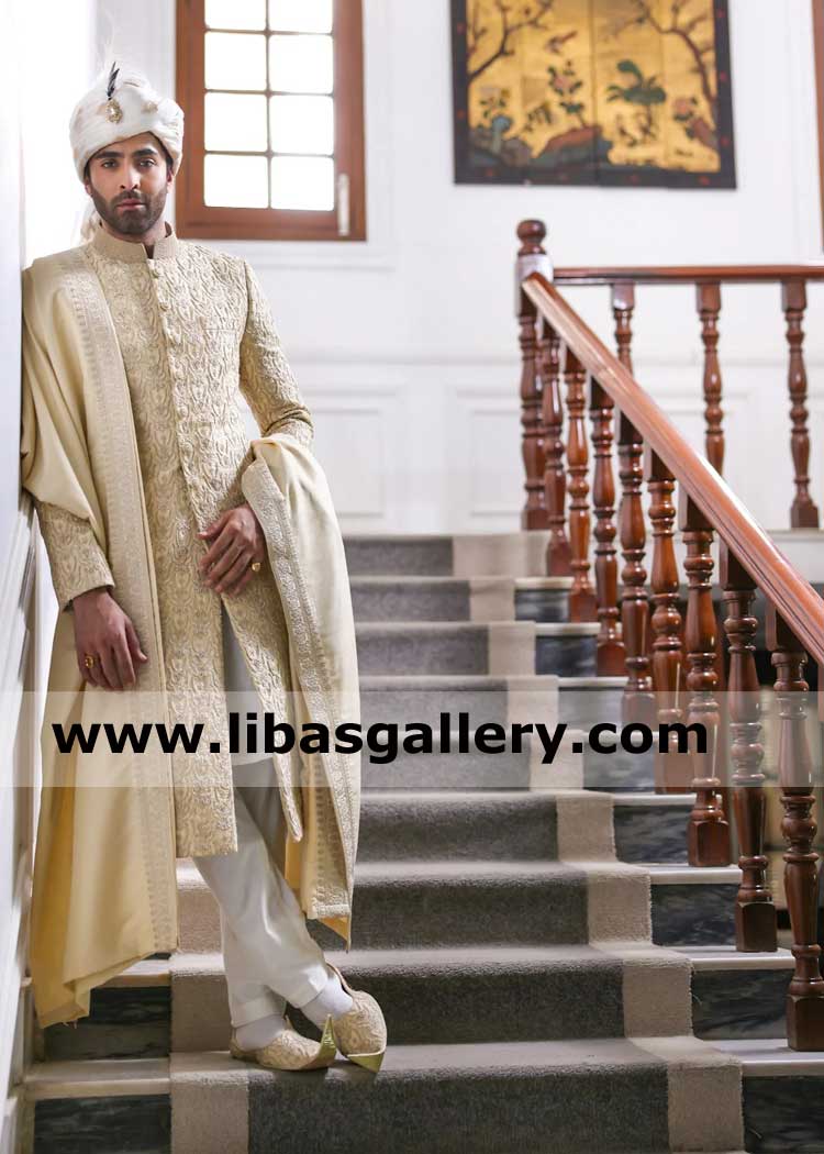 Limited Edition Sherwani Crafted with Intricate Hand Embroidery for groom nikah