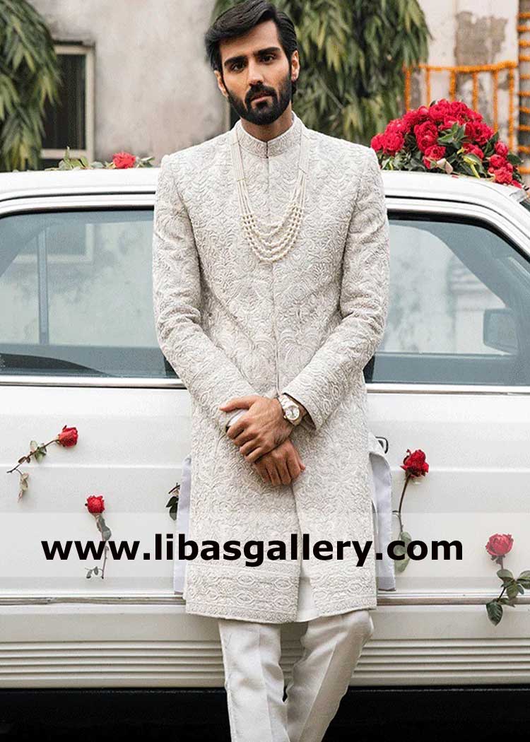 Heavy Embroidered Amazing off white Groom Wedding Sherwani