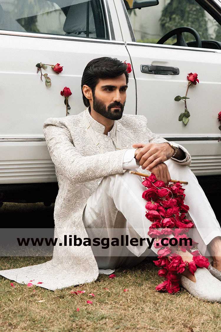 Heavy Embroidered Amazing off white Groom Wedding Sherwani