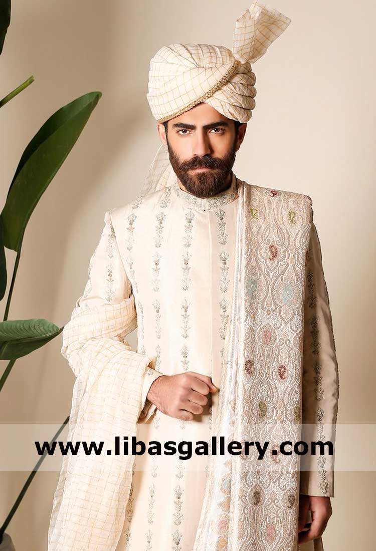 Handsome Groom ready for Banquet in wedding sherwani 