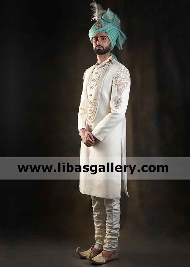 Grand Embroidered Groom Wedding Sherwani Design