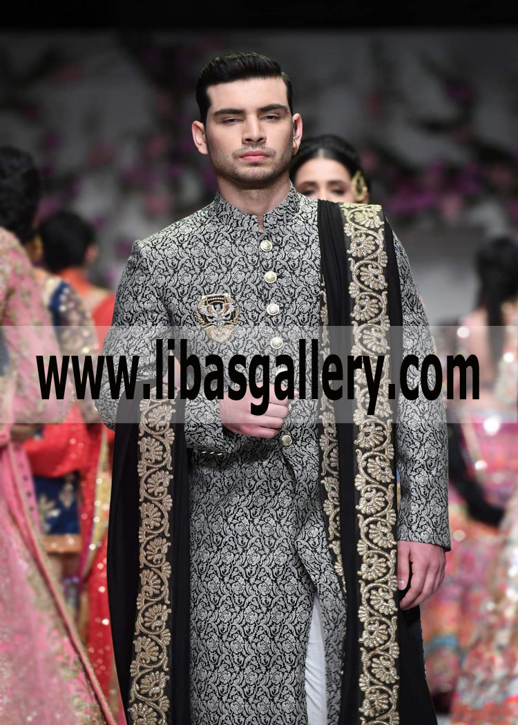 Daring Black Groom Wedding Sherwani  