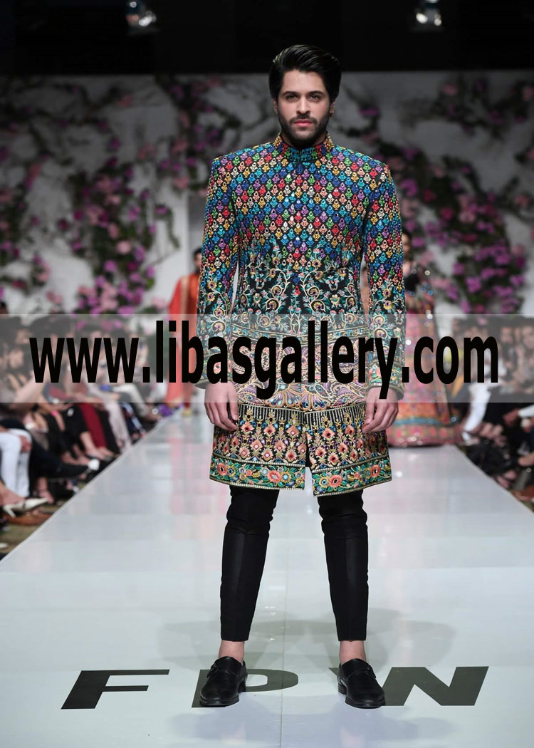 Shop Embroidered Groom Wedding Sherwani for Nikah Barat Rukhsati Alabama Alaska USA