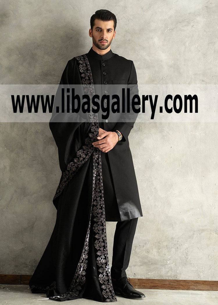 Black Classic best price Shadi sherwani 2019 low budget Wedding sherwani for rukhsati Florida Alabama USA