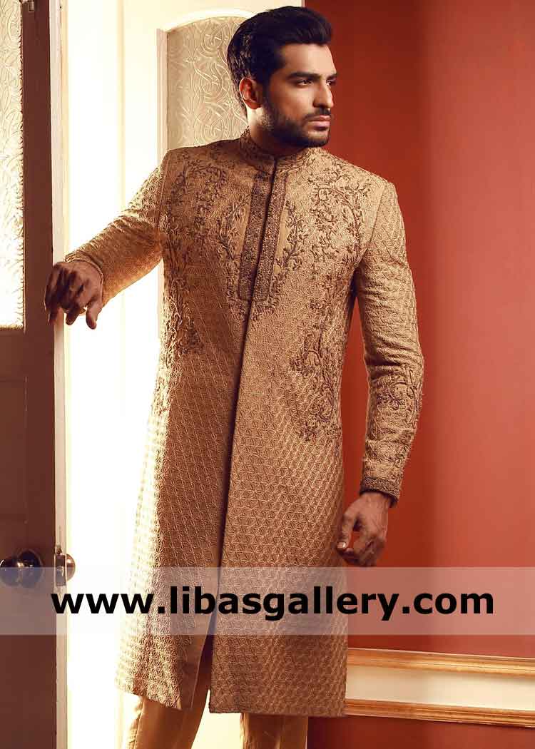 Full Embroidered Groom Wedding Sherwani for Nikah Barat