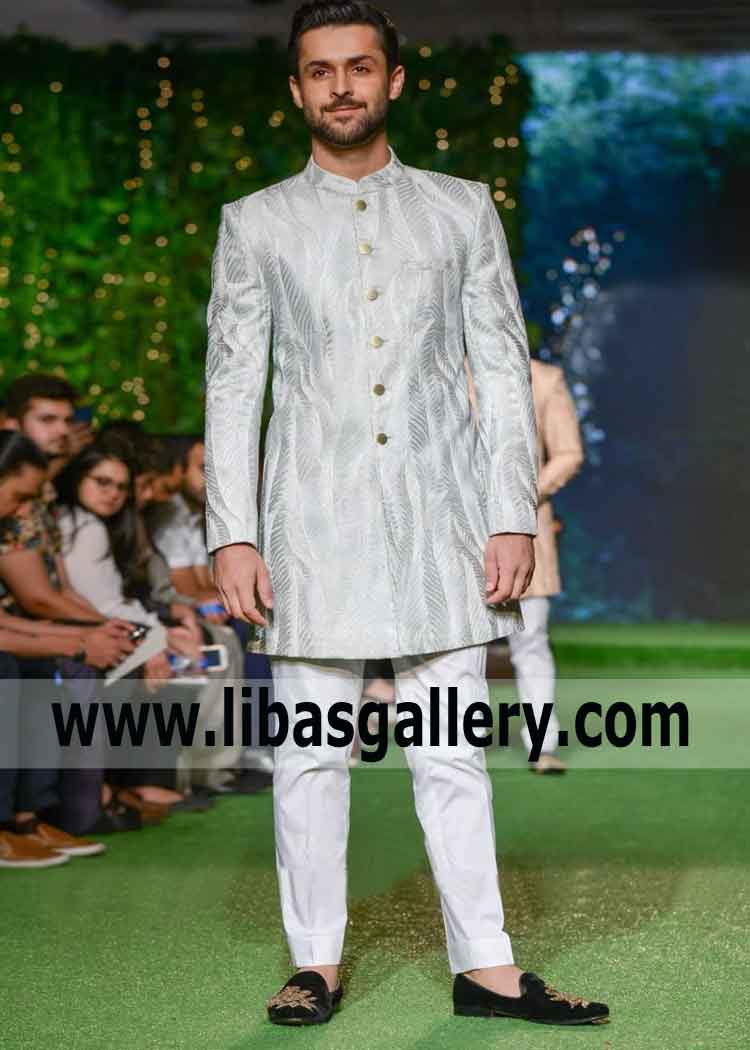 Light Shade Stylish Sober Nikah Sherwani Groom